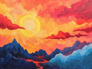 壮丽夕阳下的绚烂山峦