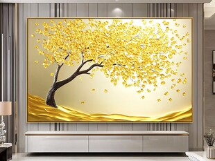 金色发财树装饰画