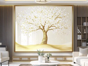 客厅中精致的发财树装饰画