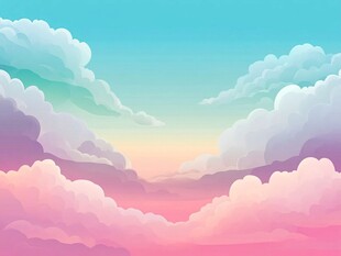 梦幻天空中的彩色云朵