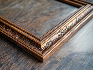 复古雕花木质相框一角