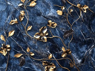 蓝底金花纹饰精致图案