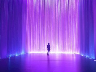 梦幻紫色光影中的孤独身影