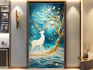 梦幻金树白鹿玄关装饰画