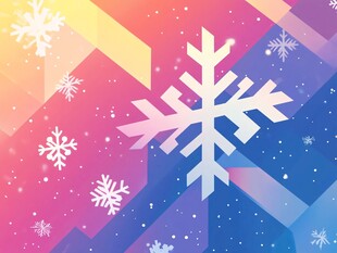 梦幻雪花多彩几何背景图