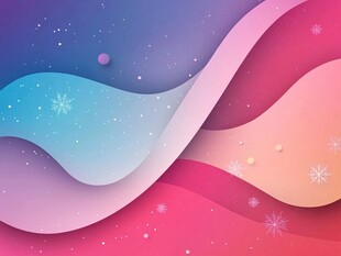 梦幻渐变波浪雪花背景图