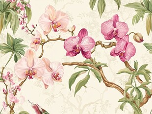 手绘唯美兰花花卉图案