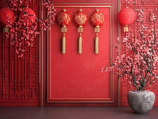 喜庆中式场景 红灯笼装饰