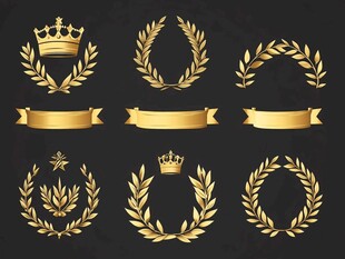 金色荣耀装饰元素集合