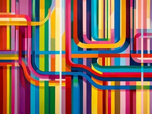 彩色线条抽象艺术图案