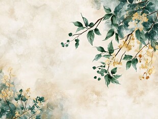 水墨风花卉枝叶背景图