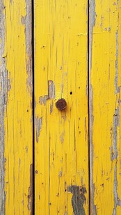 老旧黄色木板门特写
