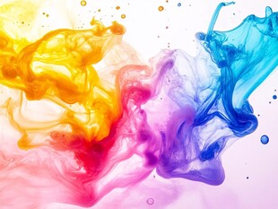 彩色墨水在水中的绚丽舞动