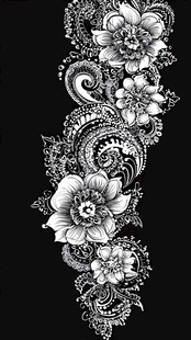 黑白花卉佩斯利花纹图案