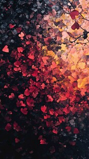 浪漫心形落叶艺术画面