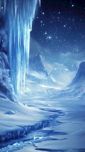 梦幻冰雪夜下的绝美冰川
