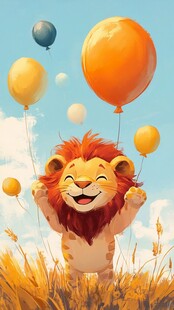 快乐小狮子与缤纷气球