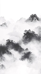 水墨云山意境图