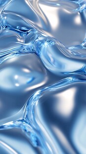 流动的蓝色液态金属质感