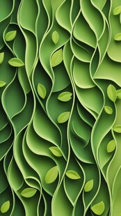 绿叶波浪纹理立体背景图