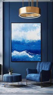 蓝色海洋挂画装点优雅客厅