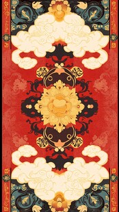 中式传统花卉云纹装饰图案