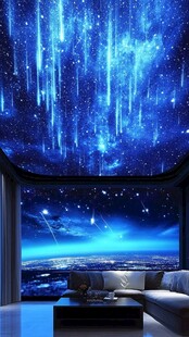 梦幻星空主题客厅背景墙