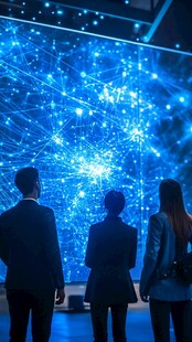 三人共赏科技数据大屏