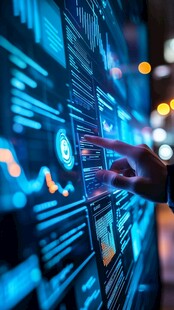 指尖触碰数字科技界面