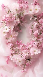 梦幻粉色花朵花环美景