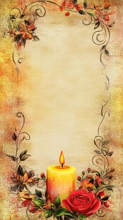 秋日烛光花卉装饰边框
