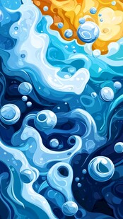 梦幻海洋气泡抽象艺术画