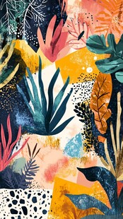 热带植物水彩插画图案