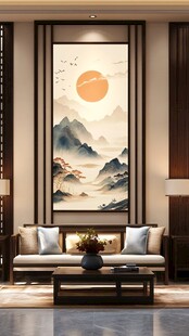 中式客厅挂幅山水意境画