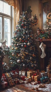 温馨圣诞室内装饰与礼物