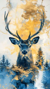 梦幻森林中的雄伟鹿头