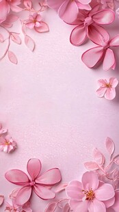 粉色花卉边框浪漫背景图