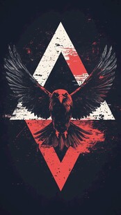 黑底飞鸟三角酷炫图案