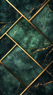 墨绿色大理石配金色线条背景