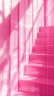 梦幻粉色楼梯 光影交织