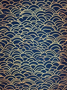 深蓝底金色海浪纹图案