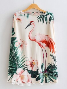 火烈鸟花卉印花女士上衣