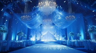 梦幻蓝色系浪漫婚礼场景