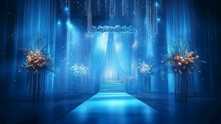 梦幻蓝色系浪漫婚礼场景