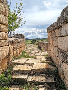 古老石径与斑驳石墙景观