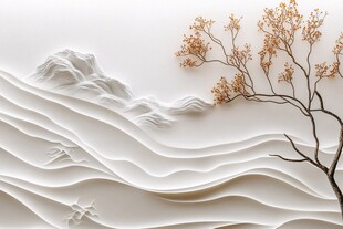 中式山水意境树影浮雕