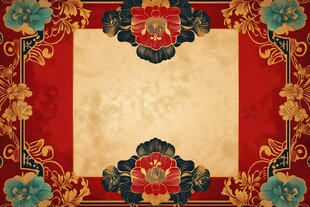 中式古典花纹红色背景图