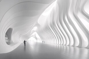 未来感白色流线建筑空间