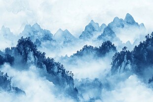 水墨山水间的缥缈仙境