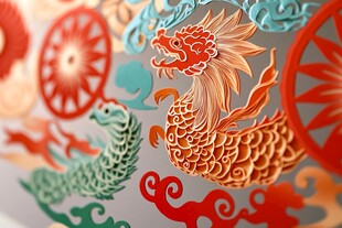 中式龙纹精美剪纸装饰